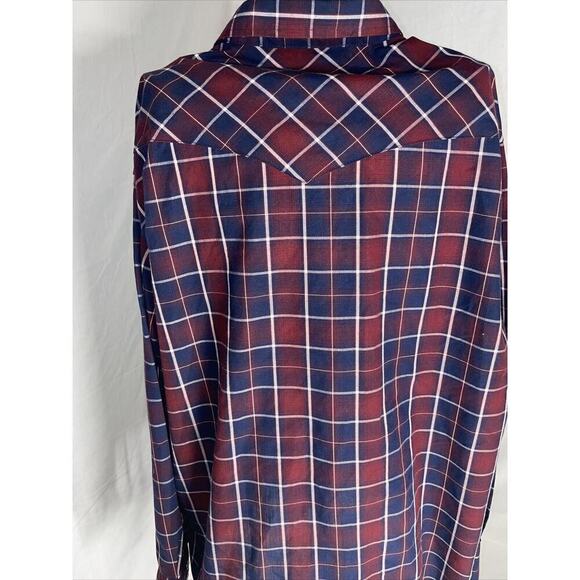 Wrangler-Mens Long Sleeve Western Pearl Snap Shirt, XL Plaid - Picture 4 of 7